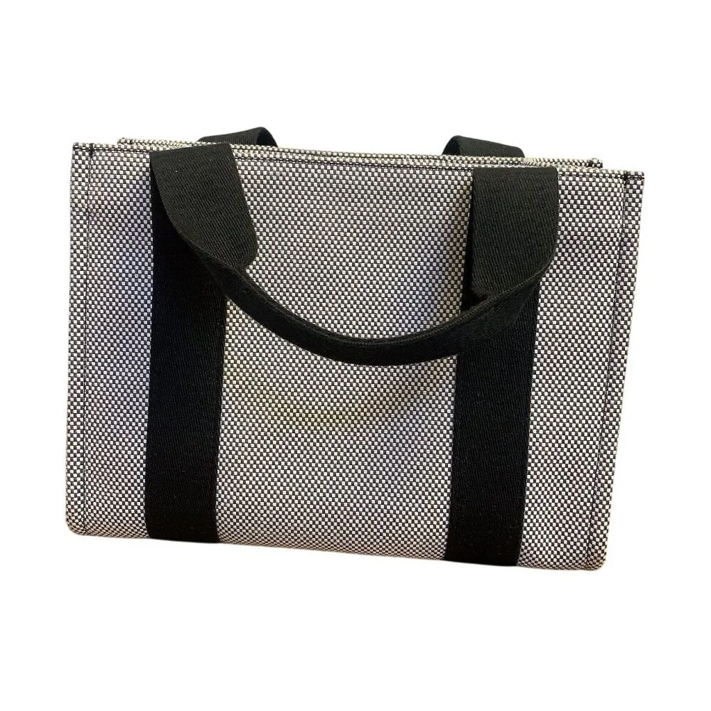 Lululemon Two-Tone Canvas Tote Bag Black & White With Adjustable Stra - Picture 5 of 7